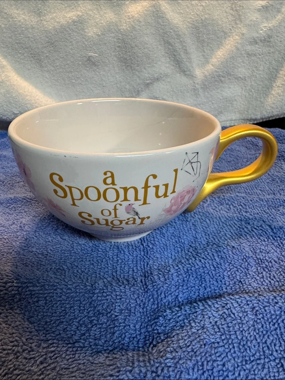Disneys A Spoonful of Sugar White Ceramic Mary Poppins Mug 16oz